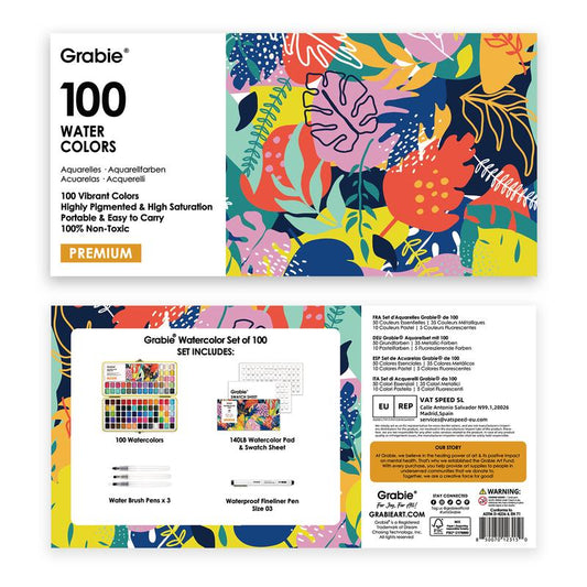 100-Color All-In-One Watercolor Set | Artist-Grade Pigments & Portable Art Kit