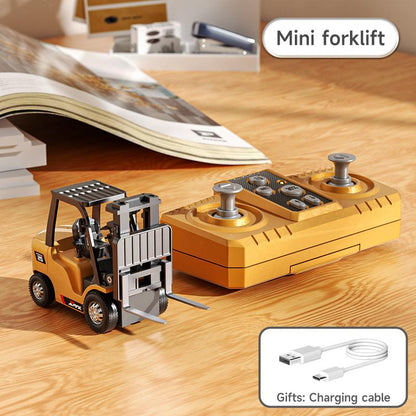 1/64 Mini Forklift Toy,Remote Control Excavator and Dump Truck Full Proportion Toy Set with Lights and Sounds for Adults Kids Boys and Girls RC Construction Vehicles