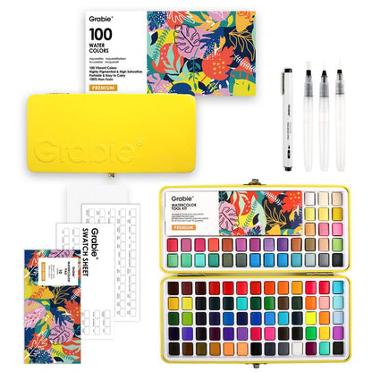 100-Color All-In-One Watercolor Set | Artist-Grade Pigments & Portable Art Kit