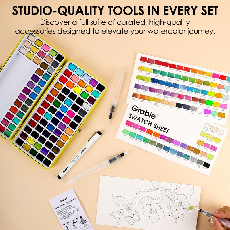 100-Color All-In-One Watercolor Set | Artist-Grade Pigments & Portable Art Kit