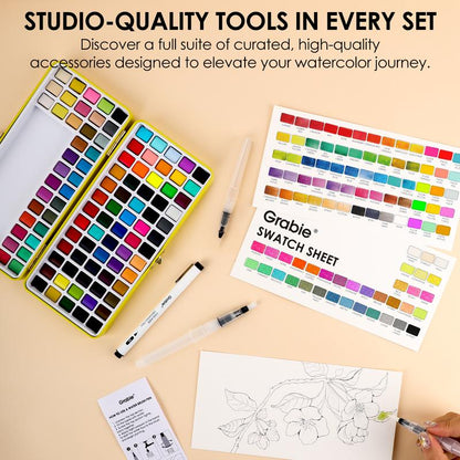 100-Color All-In-One Watercolor Set | Artist-Grade Pigments & Portable Art Kit
