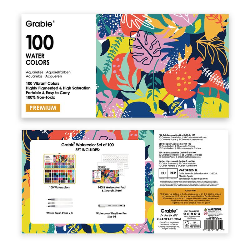 100-Color All-In-One Watercolor Set | Artist-Grade Pigments & Portable Art Kit