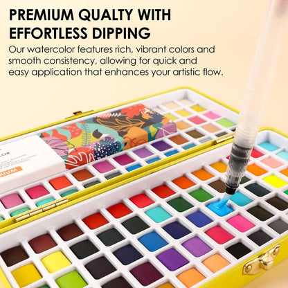 100-Color All-In-One Watercolor Set | Artist-Grade Pigments & Portable Art Kit
