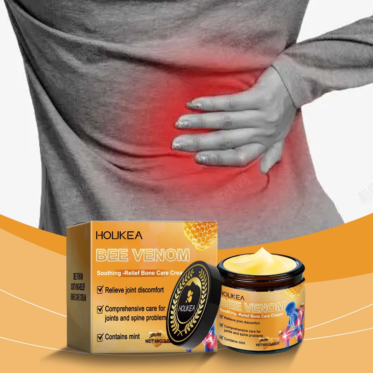 Houkea Bee Venom Joint Relief Cream - Daily Nourishment for Joints and Skin (Topical Application)