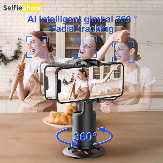 AI Face Tracking Phone Tripod with Gesture Control, 360° Auto Tracking