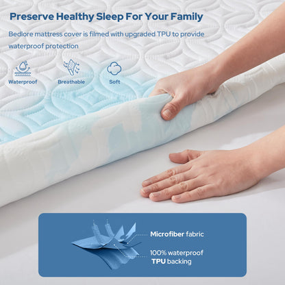 Waterproof Mattress Protector 🛌 Soft, Breathable & Noise-Free | Deep Pocket 18" Fit | Premium Coin-Quilt Design