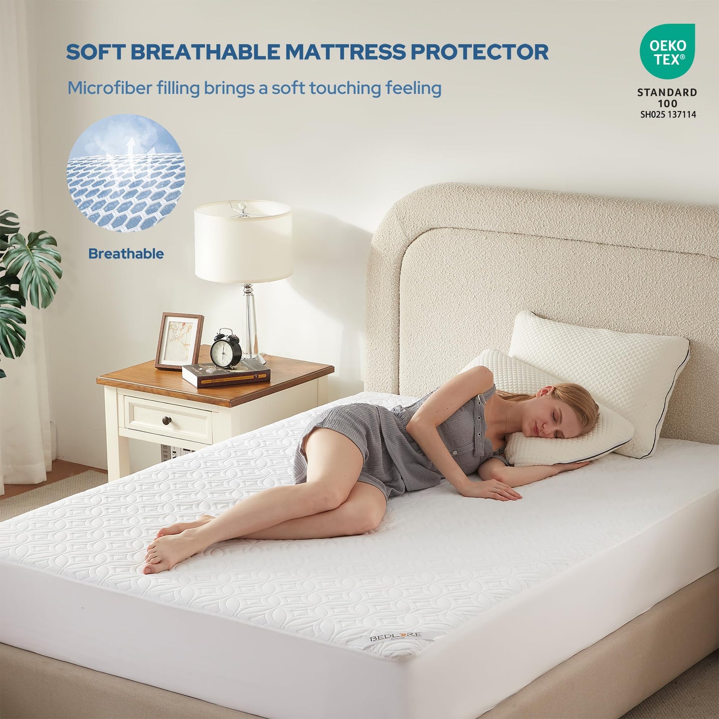 Waterproof Mattress Protector 🛌 Soft, Breathable & Noise-Free | Deep Pocket 18" Fit | Premium Coin-Quilt Design