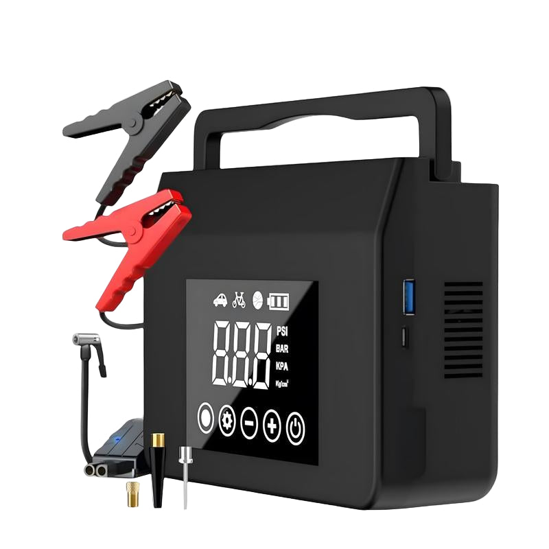 🚗 4000A Jump Starter with Smart Air Compressor – 150 PSI | 4-in-1 Power Bank | Emergency Car Booster