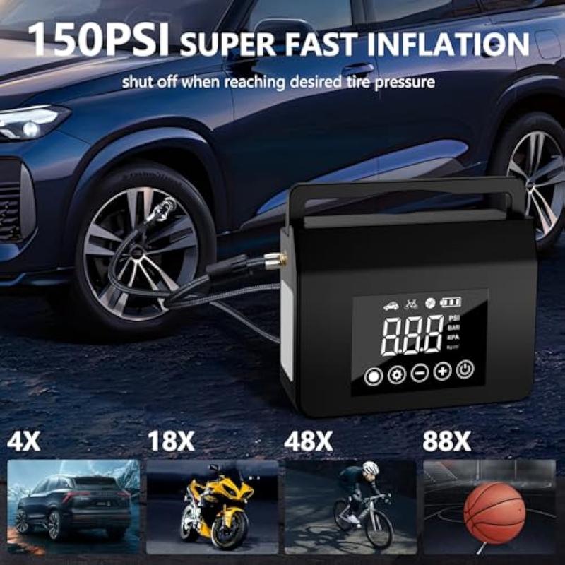 🚗 4000A Jump Starter with Smart Air Compressor – 150 PSI | 4-in-1 Power Bank | Emergency Car Booster